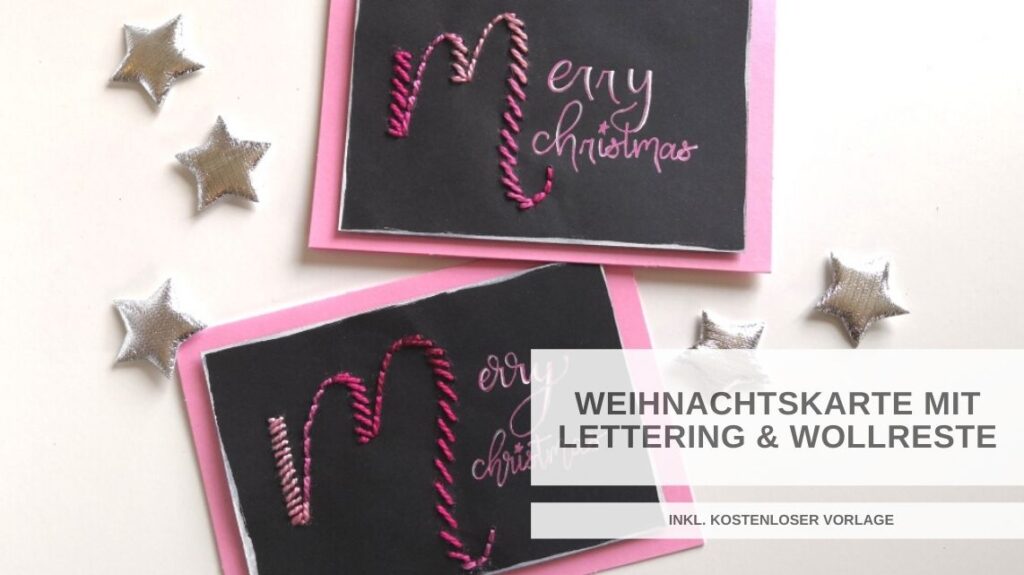 HeArtDecp Weihnachtskarte mit Lettering und Wollreste