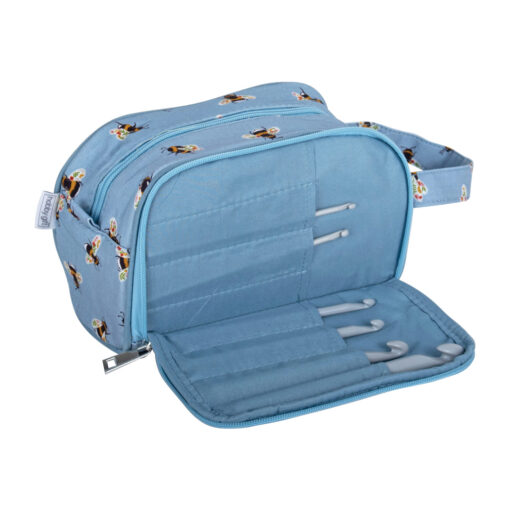 Heartdeco Projekttasche "Bienen" blau mit Seitenfach